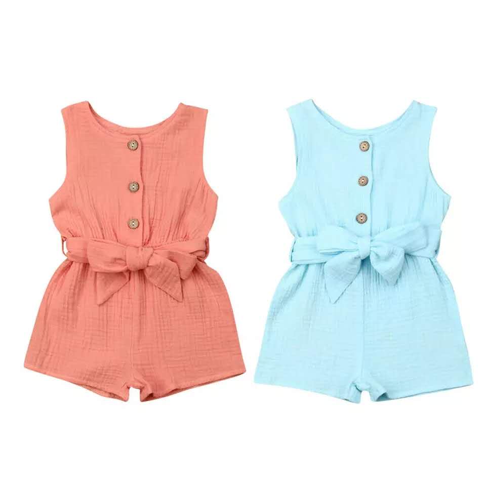 0-24M Baby Pasgeboren Baby Romper Zomer Baby Meisjes Jongens Mouwloos Solid Bodysuits Sunsuits Outfits