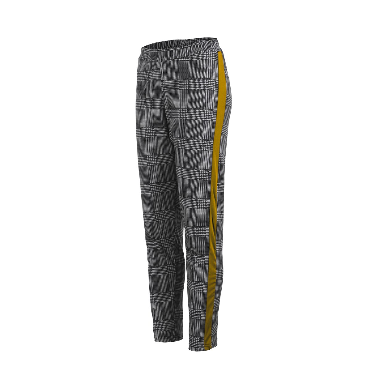 Frauen Lange Hosen Hohe Taille Plaid Hosen strecken Denim Seitlichem Streifen Sport lässig Damen Lange Regelmäßige Gerade Hosen: M / Gelb