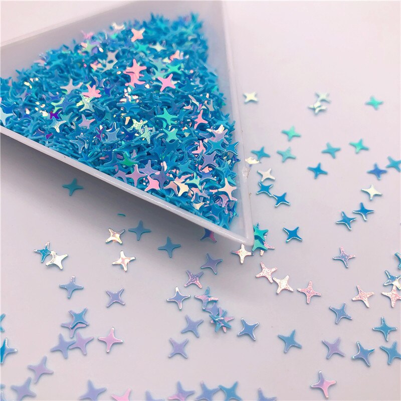 Colorful Halo 4 Point Star Confetti Holographic Glitter Aurora Borealis Sprinkle Iridescent Cross Star Flakes Resin Art supplies: 06