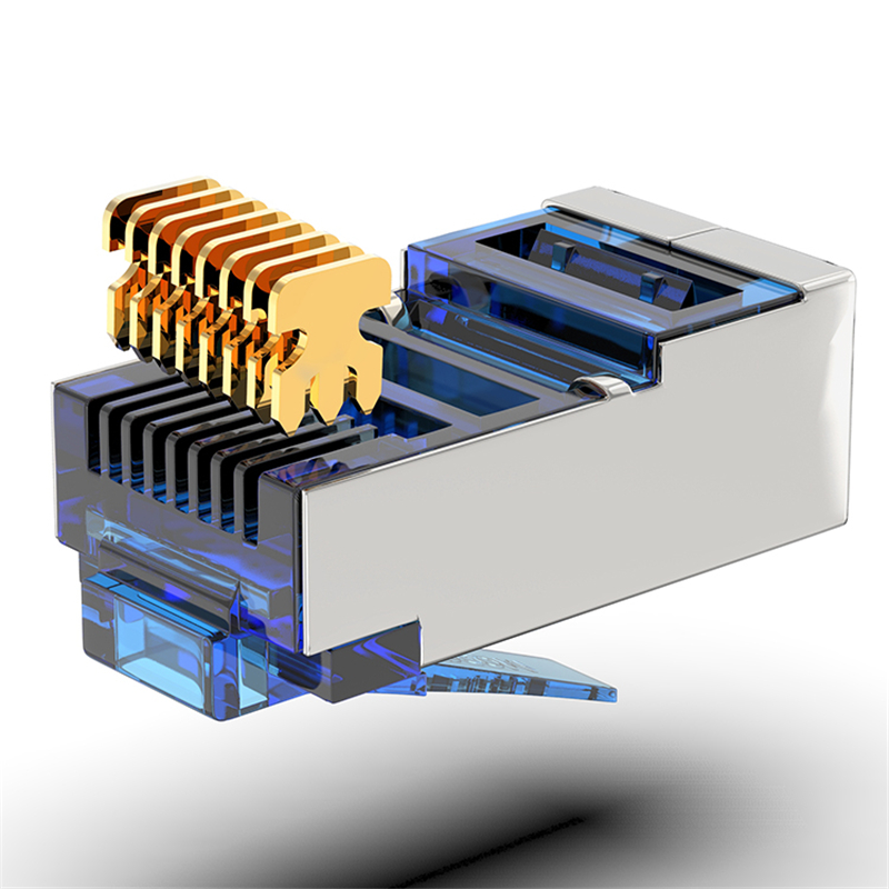 AMPCOM CAT6 Shielded RJ45 Modular Plug Connector 8P8C Crimp End Ethernet Cable Ethernet Connector Gold-Plated 50U