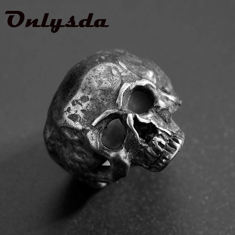 Onlysda Men's Calvarium Skull Emo Ring Gothic 316L Stainless Steel Biker Ring Motorcycle Band jewellery