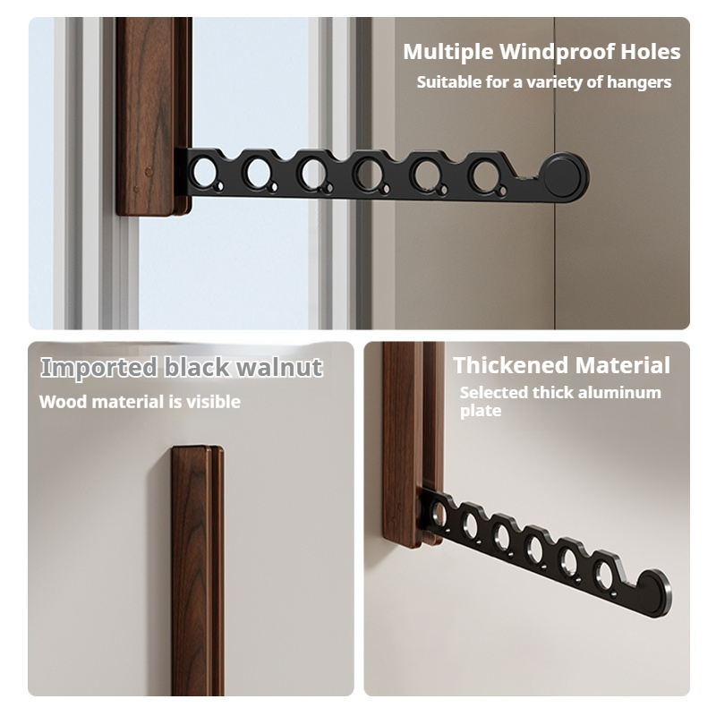 Wood Clothes Hanger Wall Mounted Drying Rack, Collapsible , and Invisible Clothing Organizer for Efficient Space Saving