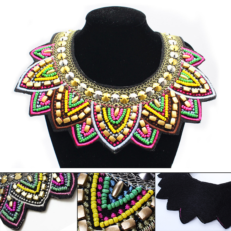 Collar bordado de para mujer, Estilo Europeo Americano, cuentas de cristal, Collar étnico, joya con cadena y pendiente, hecho a mano