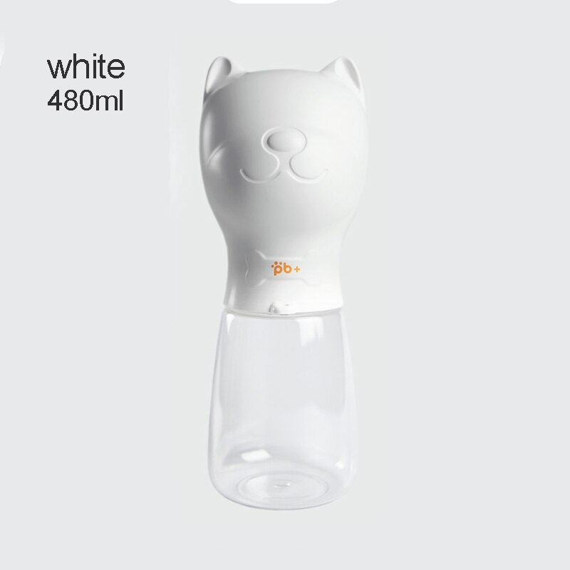 Draagbare waterfles voor huisdieren, 350ml 480ml 550ml, reis, puppy, kattendrinkbak, buiten, voerbak voor huisdieren, dispenser voor huisdieren: Wit / 480ml