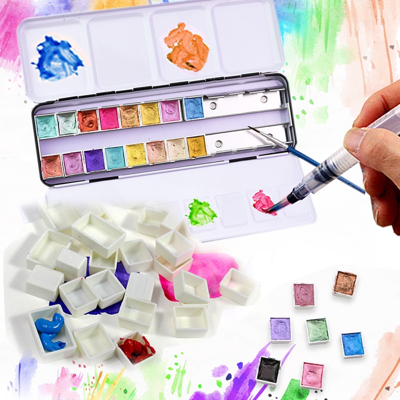 Lege Aquarel Pigment Opslag Subpackage Doos Verf Raster 14/24/48Pcs Full/Half Pan/Grid/Block/Case/Box Lege Ijzeren Doos Levert