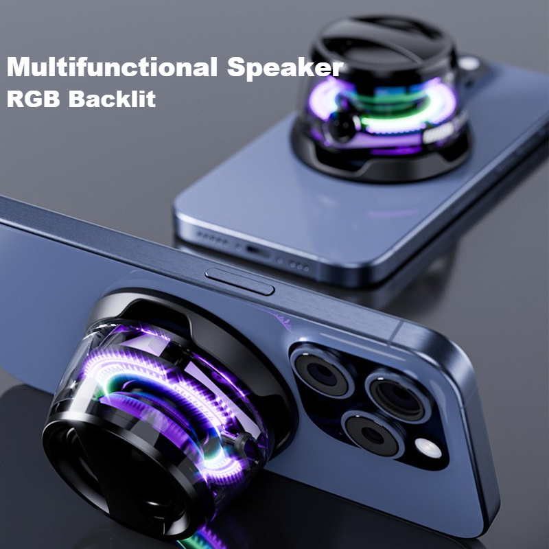 Utendørs magnetisk bluetooth-høyttaler mini trådløs bærbar reisestereohøyttaler med rgb-lys til telefon, nettbrett, bærbar pc