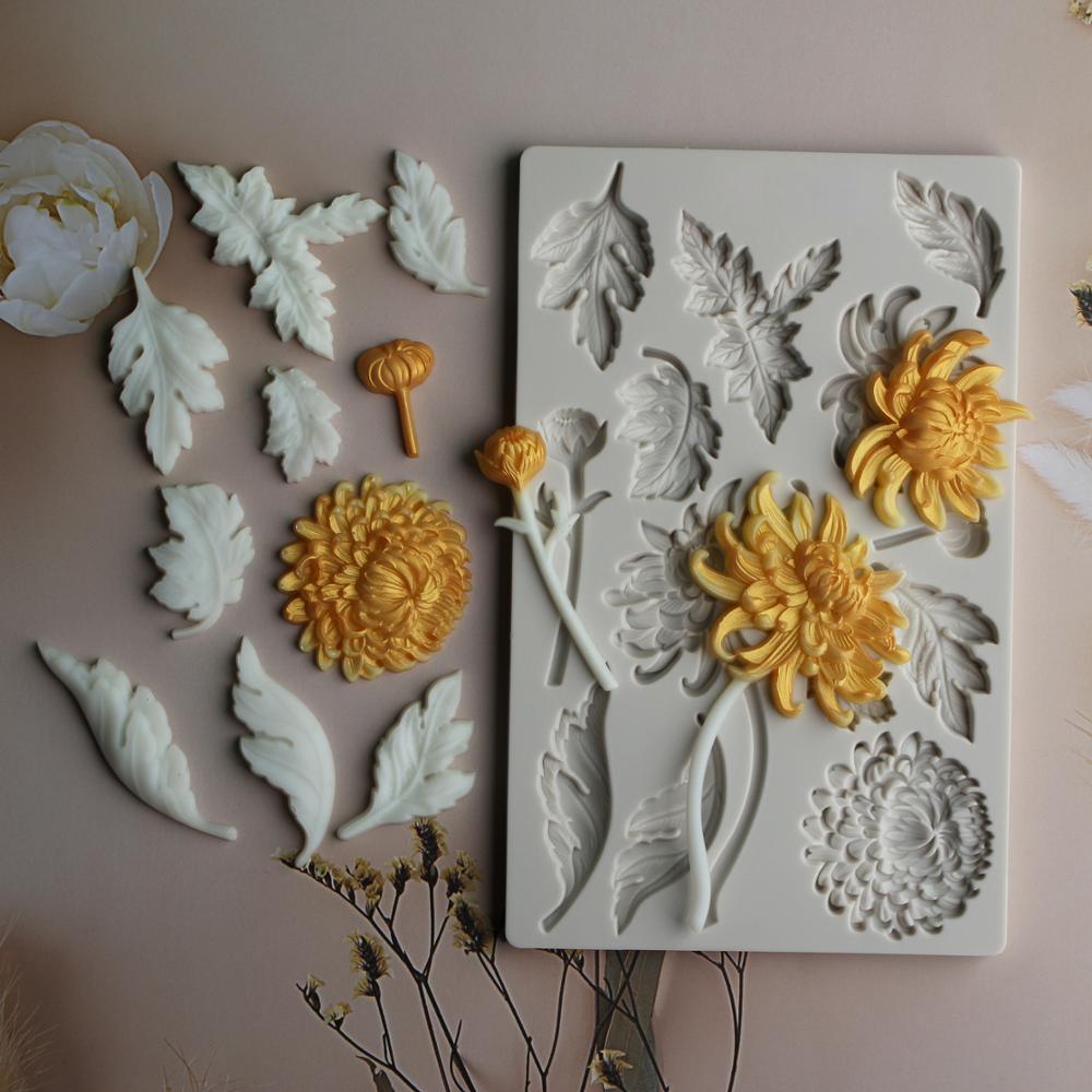 Botanicus Bloemen Chrysant Siliconen Mal Fondant Cake Decorating Mould Sugarcraft Chocolade Bakken Tool Kunstwerk Gumpaste Vorm