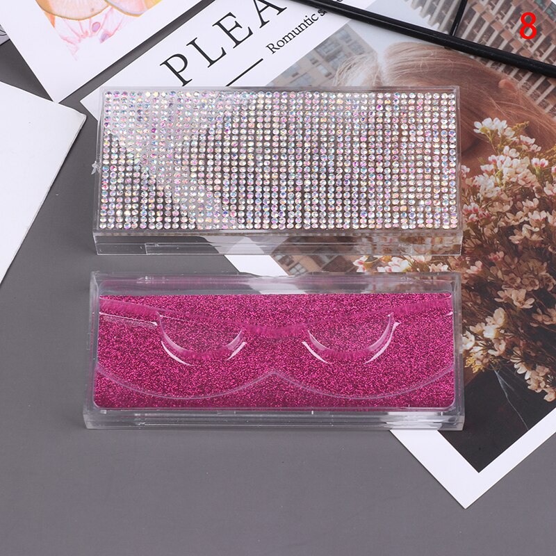 1pcs Popular 3D False Eyelashes Packaging Empty Lash Case Bling Glitter Eyelash Pull Box Diamond False Eyelash Packaging Box: N8