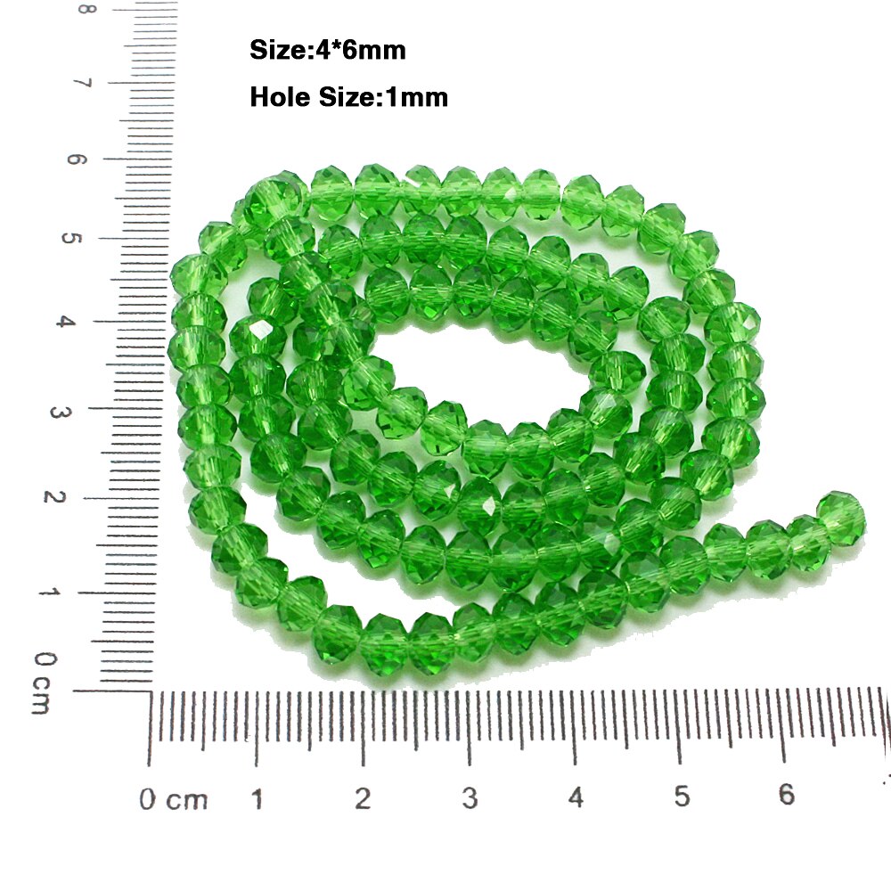 50 stk / parti 4 x 6mm flerfarvede runde afstandsglasglasperler til diy tøj syning og stof kunst håndværk sy tilbehør: Grøn