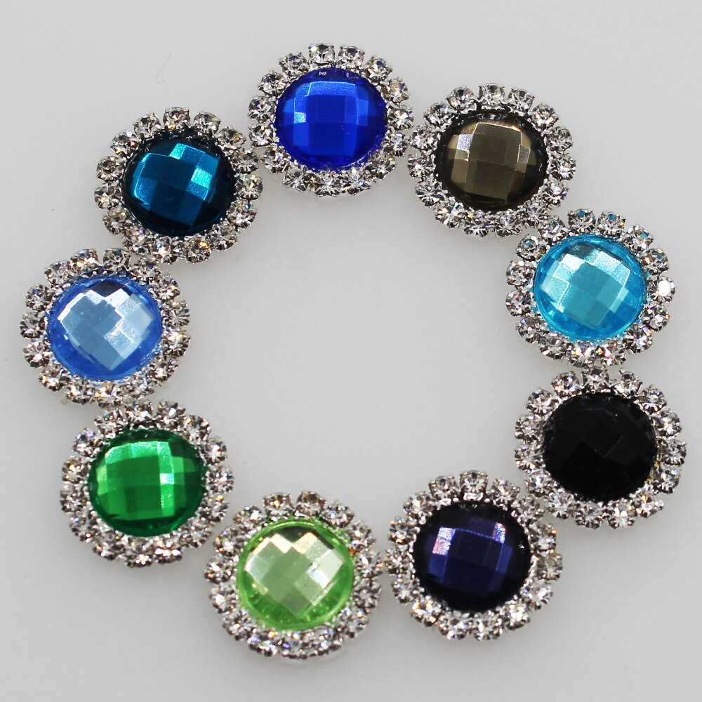 10 st 15mm naaien kleding Rhinestone shank knoppen Clear Crystal Acryl Bruiloft decoratieve DIY kleding ambachten accessoire
