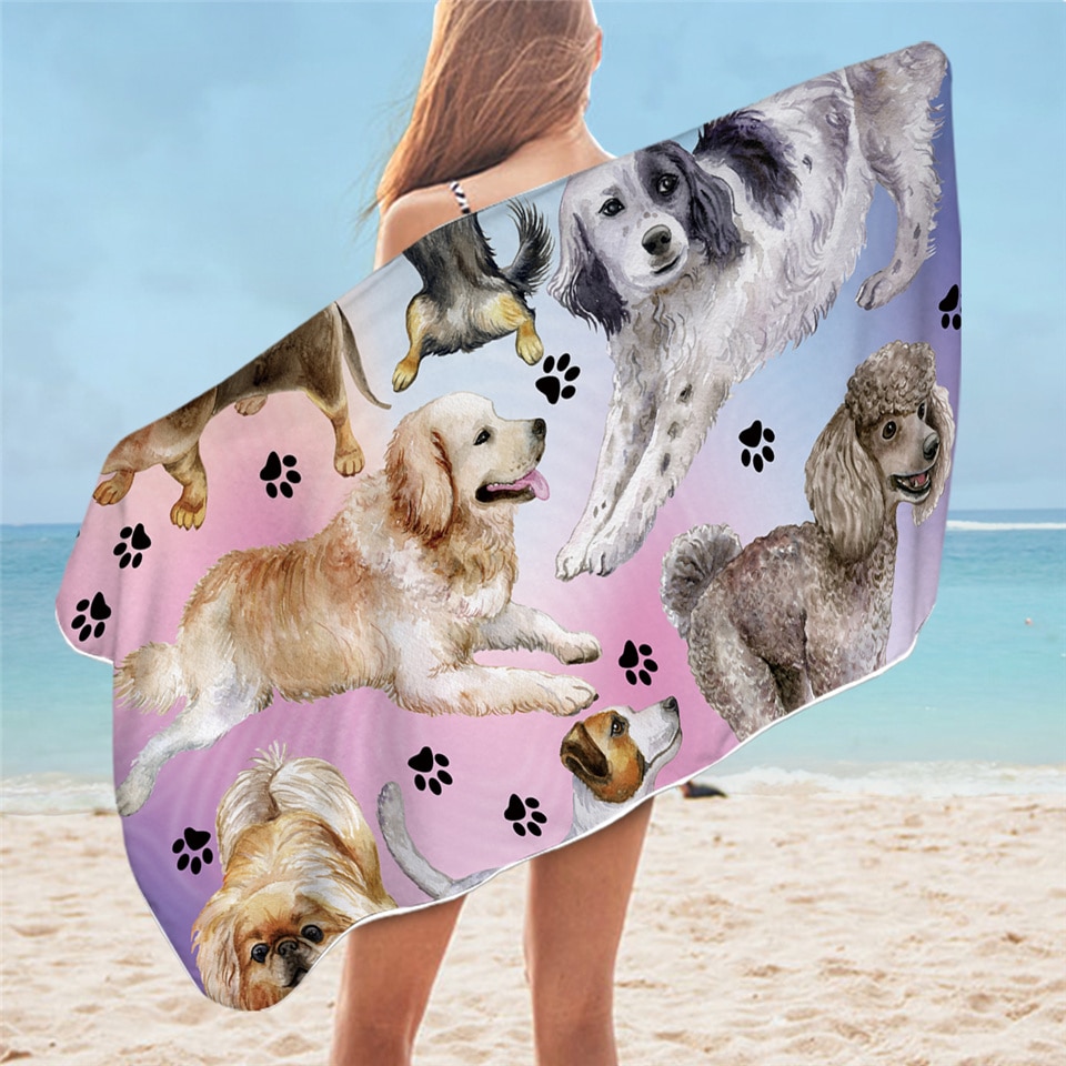 BeddingOutlet-Toalla de baño Hippie Pug para adulto, toalla de playa de microfibra con dibujos de animales, manta de Bulldog, 75x150cm: 4