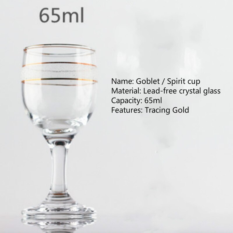 125ml 65ml 2pcs/set gold-plated Red Wine Glass Cup Classic Shot Glass Lead-Free Crystal Vodka Goblet Tasting Glasses Sommelier: 65ml