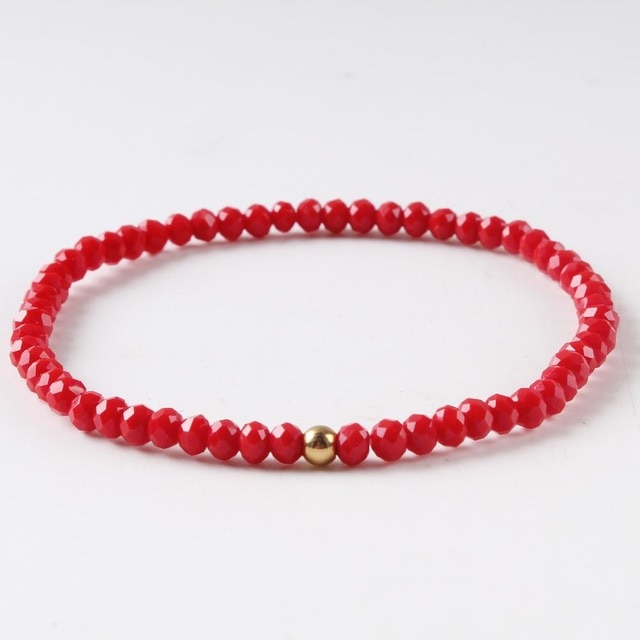 Boho DIY proste kolorowe szkło kryształowa czerwień róża złote koraliki Wrap bransoletka Femme bransoletki dla kobiet: Red