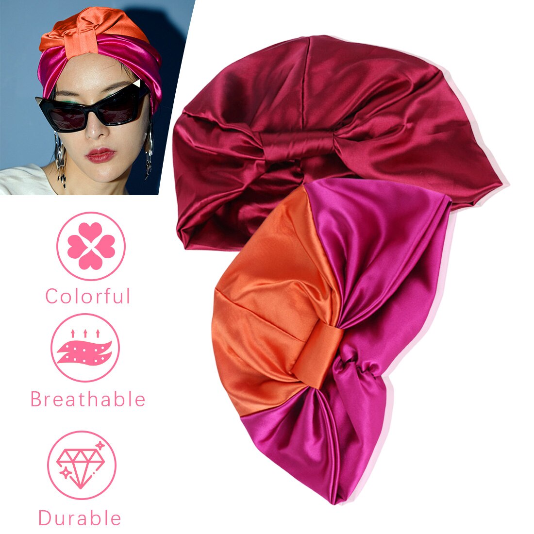 6 kleuren satijnen slaapmuts voor dames, salon, nachtmuts, haarverzorgingsmuts, slaapmuts voor dames, badmuts, wikkelmuts