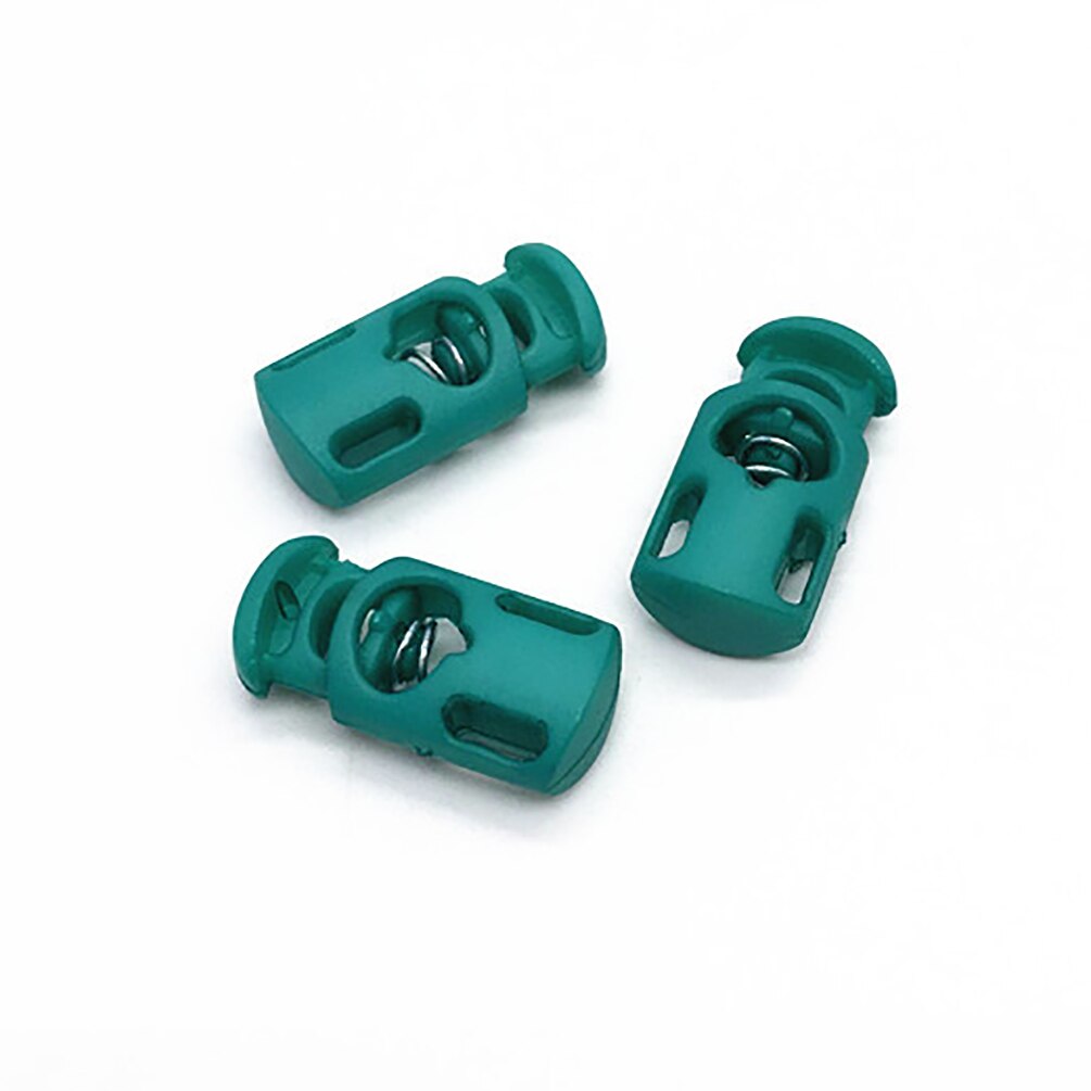 Bloqueo de cordón de palanca de plástico, tapón de cordón de resorte de varios colores para ropa DIY, cordón de cordón, accesorios de ropa deportiva, 25x12mm, 50 Uds.: lake green 