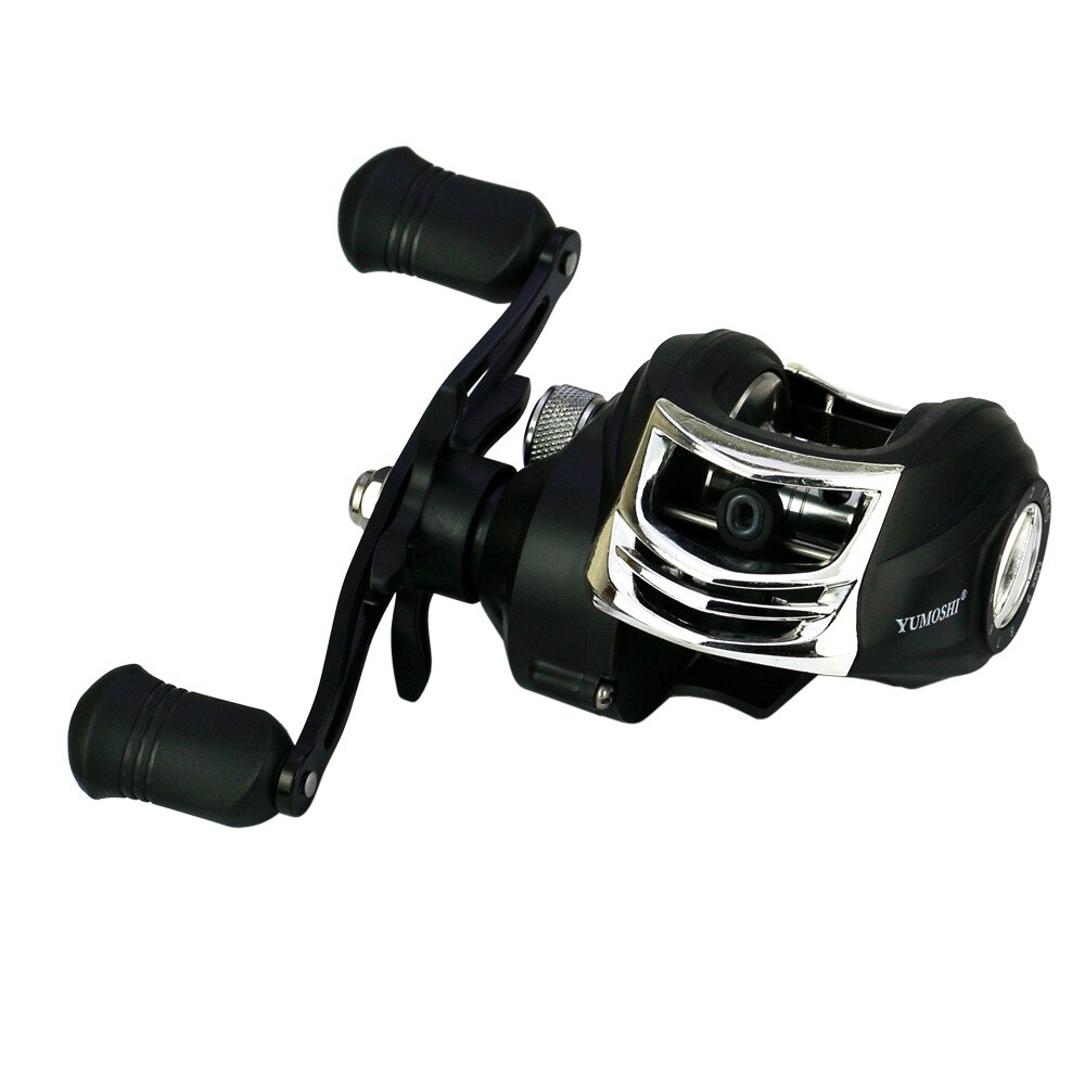 AK200 moulinet de pêche trois couleurs Baitcasting bobine empêcher la ligne frite 18 + 1BB résistant à l'usure AllMetal culbuteur carpe matériel de pêche: black silver / Gauche main