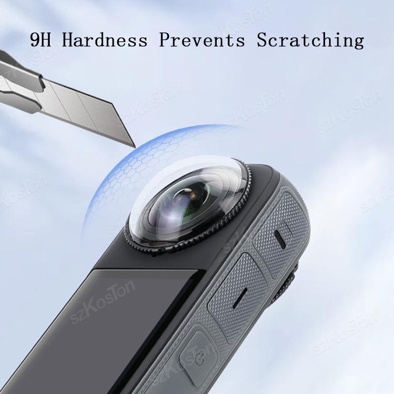 Protections D'Objectif Pour Insta360 X4 - Verre Trempé - 92% De Transmission Lumineuse - Kit De 2 Avec Autocollants
