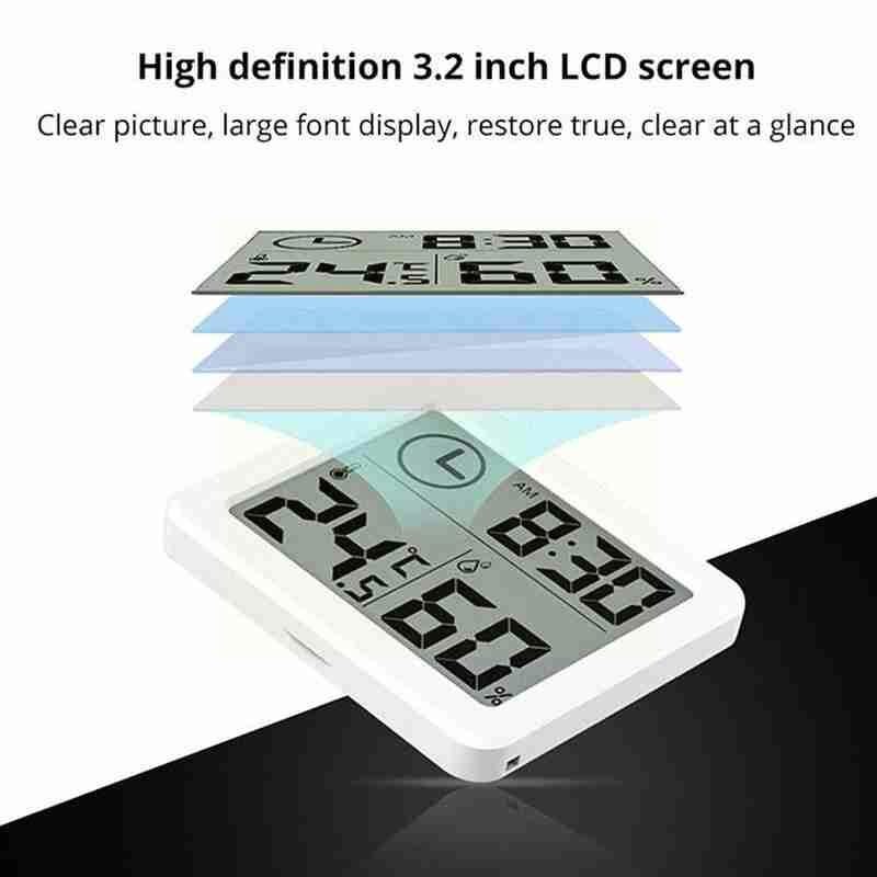 Digital Thermometer Clock Electronic Digital Digital Hygrometer Temperature Meter Thermometer Lcd Indoor Humidity E4h6