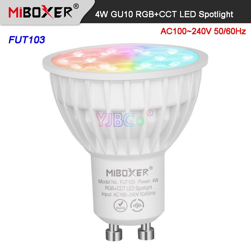 Miboxer E27 GU10 MR16 4W 5W 6W 9W 12W LED Spotlight RGB+CCT Smart Light Room decoration Blub 2.4G Remote/Phone APP/Voice control: FUT103   4W  GU10