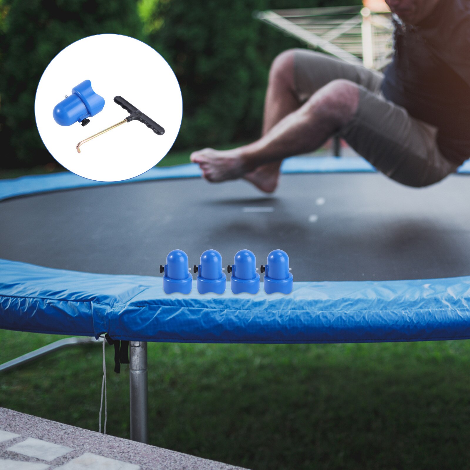 1 zestaw trampolina struktura obudowa słupki w kształcie litery T haki trampoliny