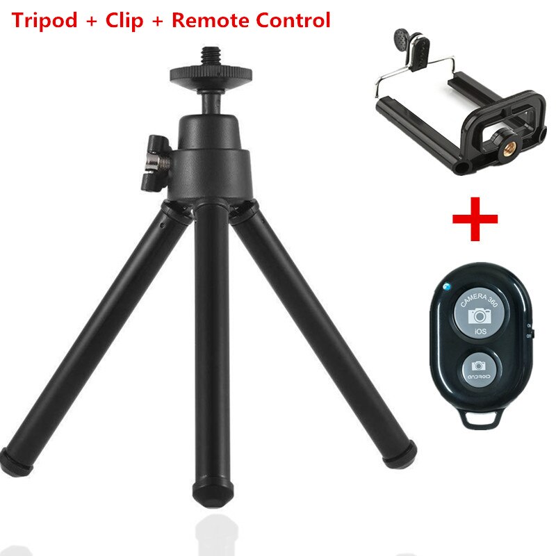 Tripod için telefon Tripode kamera standı tutucu cep telefonu için Mini Tripod akıllı telefon Bluetooth uzaktan telefonu tripodlar Metal: Black Tripod Set