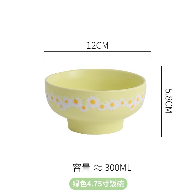 Ceramic Tableware Dishes And Plates Sets Small Daisy Underglaze Home Dinner Food Salad Bowl Western Cup Dessert Steak Tray Plate: F2 4.75 inch bowl