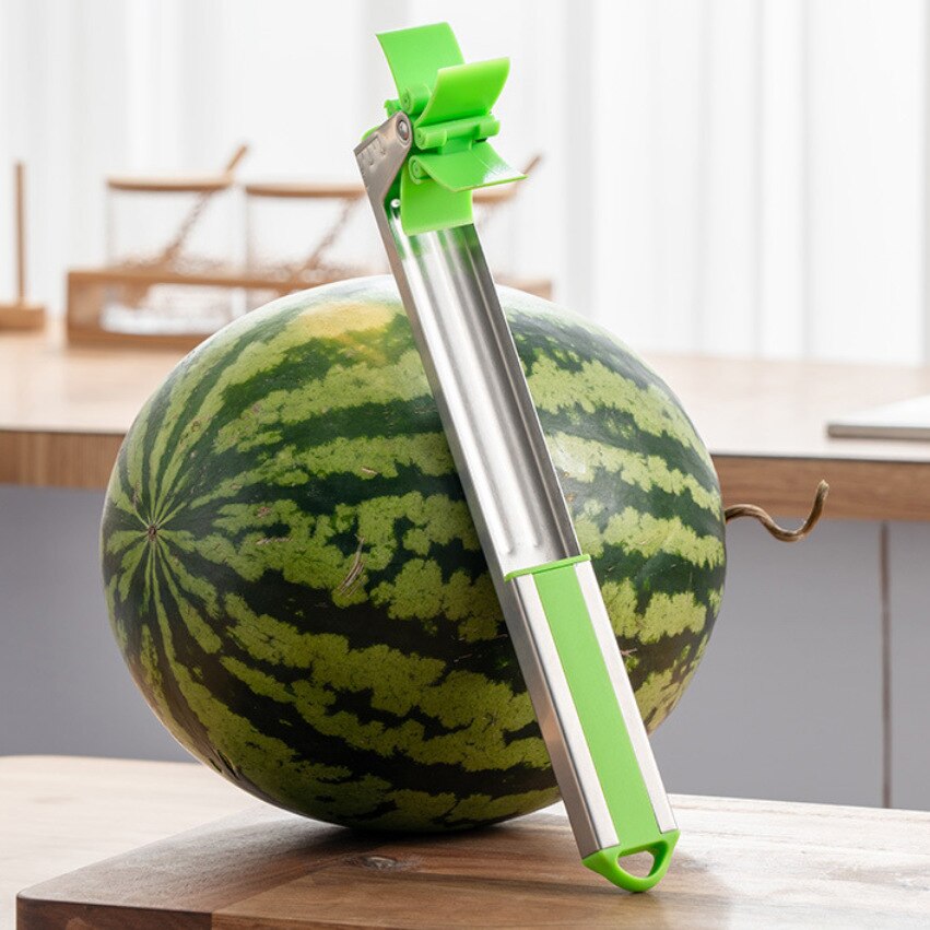 Rustfrit stål vandmelon udskærer frugt kniv skærer is ballers melon skåret forfriskende vandmelon terninger køkkenværktøj