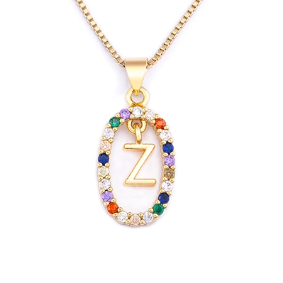 Nouvelle offre spéciale coloré 26 lettres A-Z initiale M S C K Alphabet pendentif longue chaîne collier nom bijoux femmes accessoires: MULTI