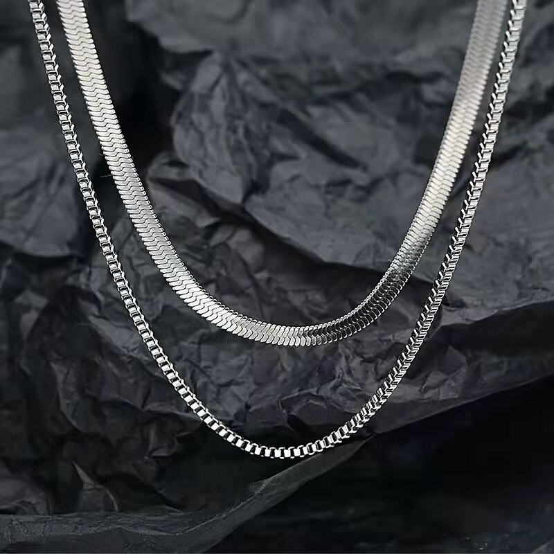 Fijne 925 Sterling Zilveren Platte Slang Ketting Ketting Set Sieraden Voor Mannen Vrouwen Charmes Bruiloft Mode Valentijnsdag