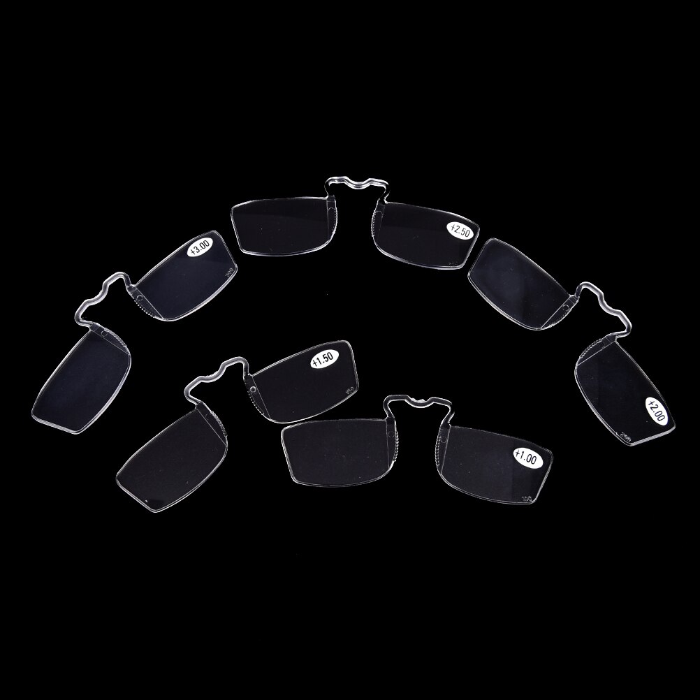 1Pc +1 +1.5 +2 +2.5 +3 No Frame Clip On nose Reading Glasses Older Mirror Nose Clip Mini Small Eyeglasses