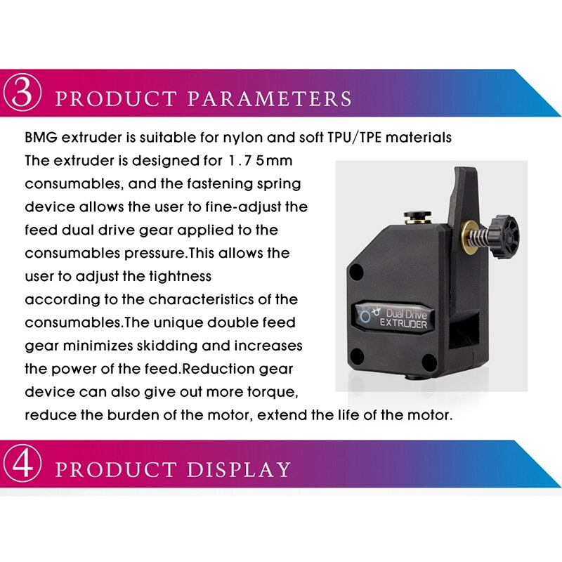 Dual Drive Extruder Upgrade Bowden Extruder 1.75mm for 3D Printer CR10
