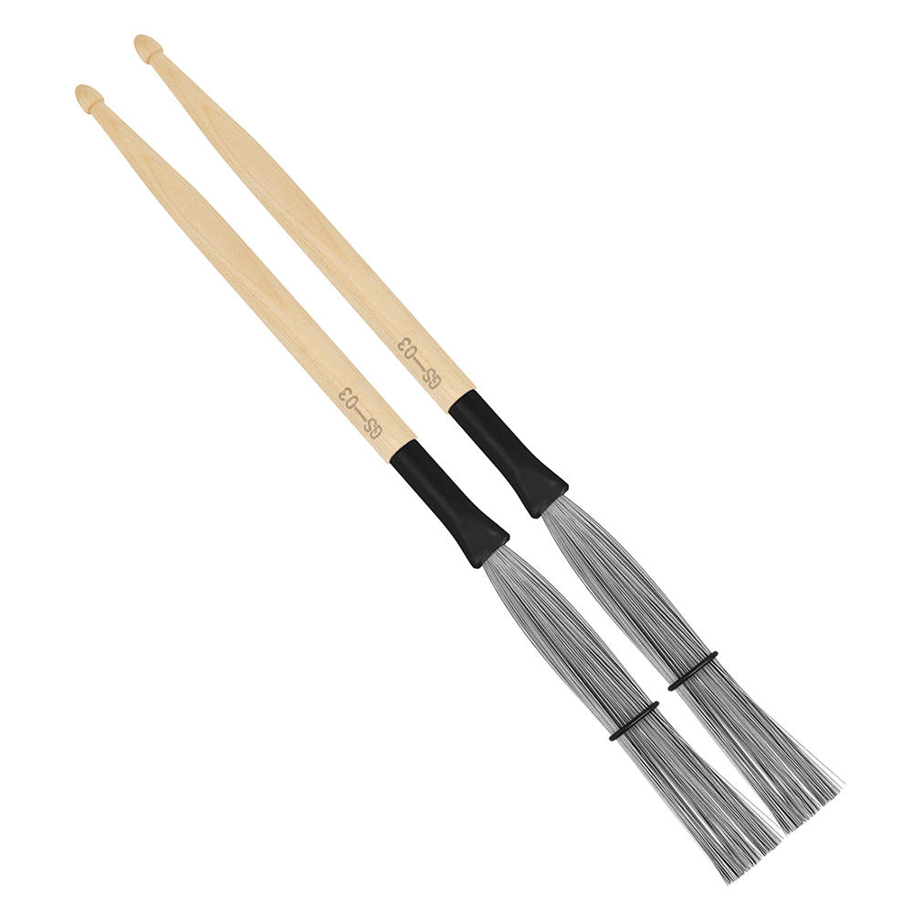 M MBAT GS-03 2 pcs/set Drum Brushes Dual Head Dual Purpose Colorful Metal Drum Sticks Drum Brushes Percussion Accessories: Brown