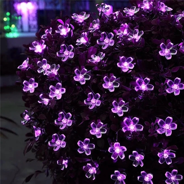 Cour extérieure solaire fée lumières fleurs de cerisier chaîne éclairage lampe pour jardin arrière-cour pelouse clôture Patio décor de noël