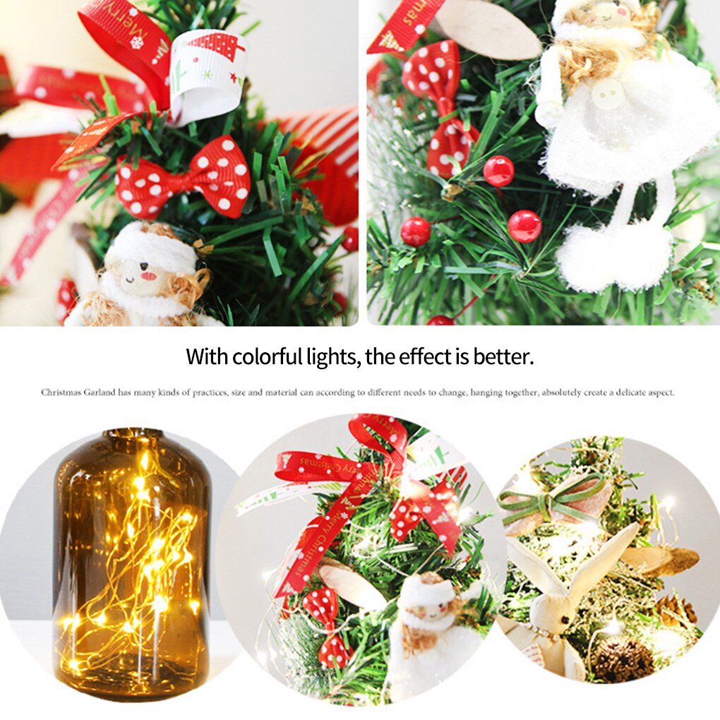 Merry Christmas Desktop Xmas Tree Ornament Home Office Table Top Glowing Tree Decor Year Decoration