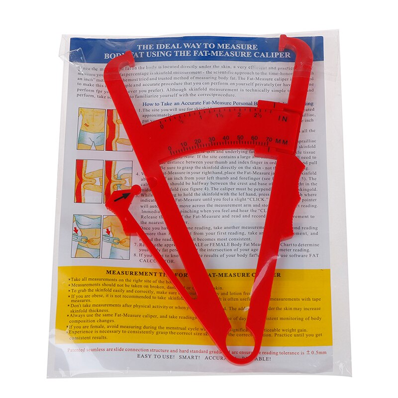 70mm Skinfold Body Fat Caliper Body Fat Tester Skinfold Measurement Tape With Measurement Chart Body Health Care Tool