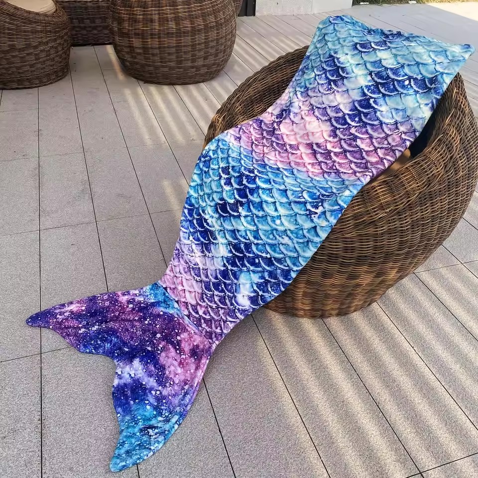Sac de couchage sirène pour filles, couverture réglable en flanelle douce pour enfants avec queue de poisson pour la photographie de costumes et le Camping en intérieur
