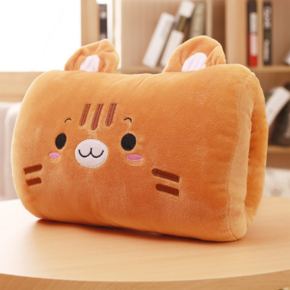 bonito para niños, juguetes de peluche de dibujos animados de invierno, calentador de manos, almohada suave de animales de dibujos animados, cojín cálido para sujetar las manos, 2025: Negro