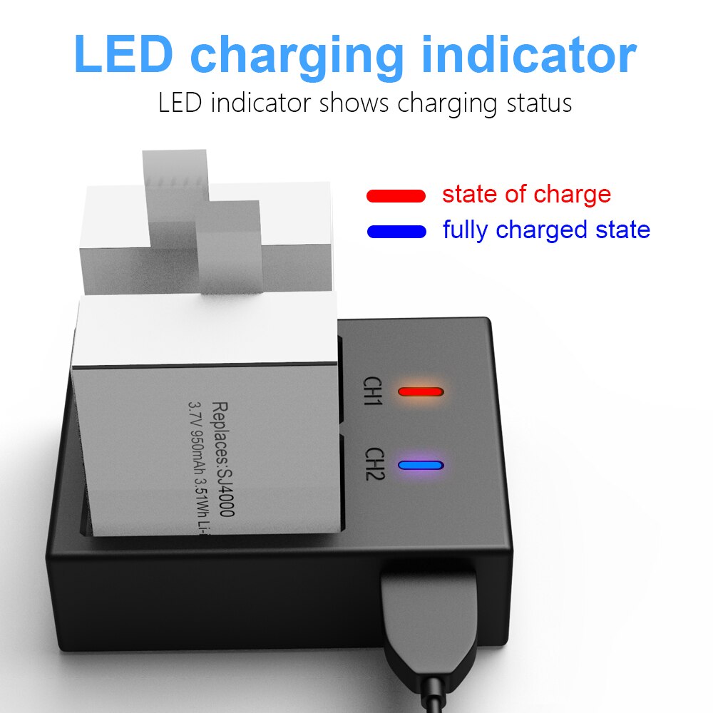 Sj4000 akkus (950 mah) ,  sj4000 pg1050 pg900 +  usb-doppelladegeräte für sjcam  sj5000 sj6000 sj8000 m10, eken 4k h8 h8r h9, gitt -lb101