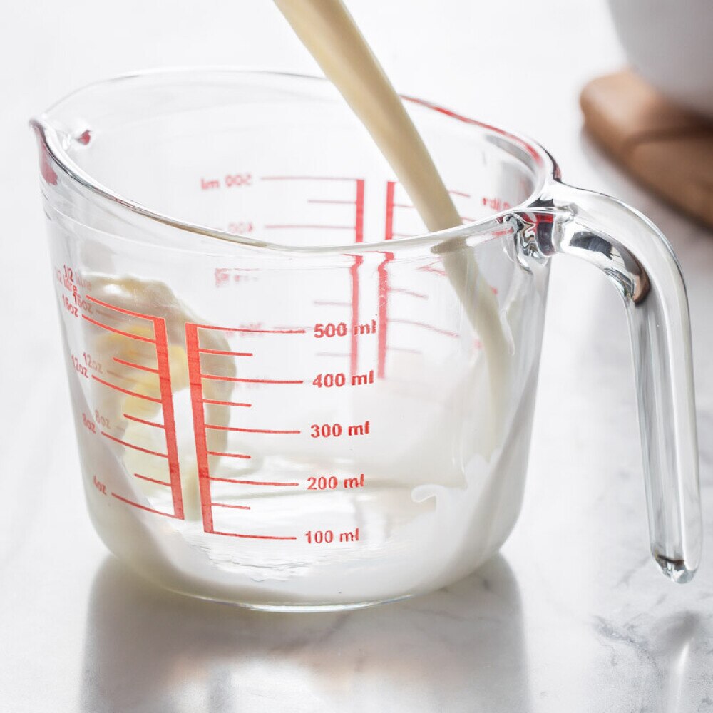 Measuring Cup Tempered Glass 2 Side Intervals Scale Kitchen Tools Accessories