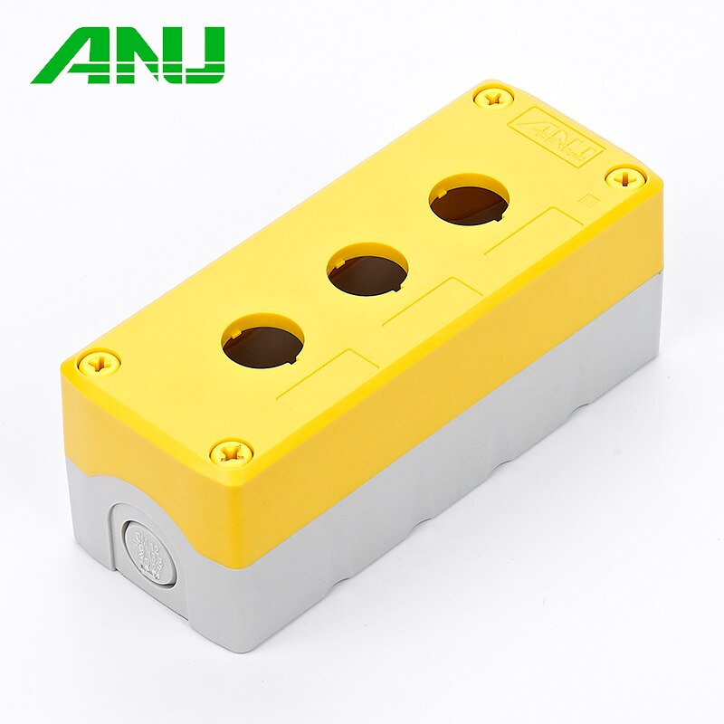 IP66 PC+ABS 3 Hole Control Box Yellow/Gray Waterproof Push Button Switch Box Suit For Emergency Stop Indicator