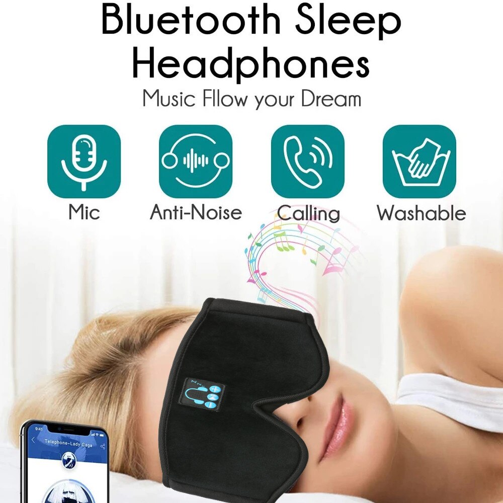 3D Draadloze Bluetooth Slaap Oogmasker Stereo Muziek Hoofdtelefoon Tws Oortelefoon Voor Smartphone Ruisonderdrukking Headset Sport Hoofdband