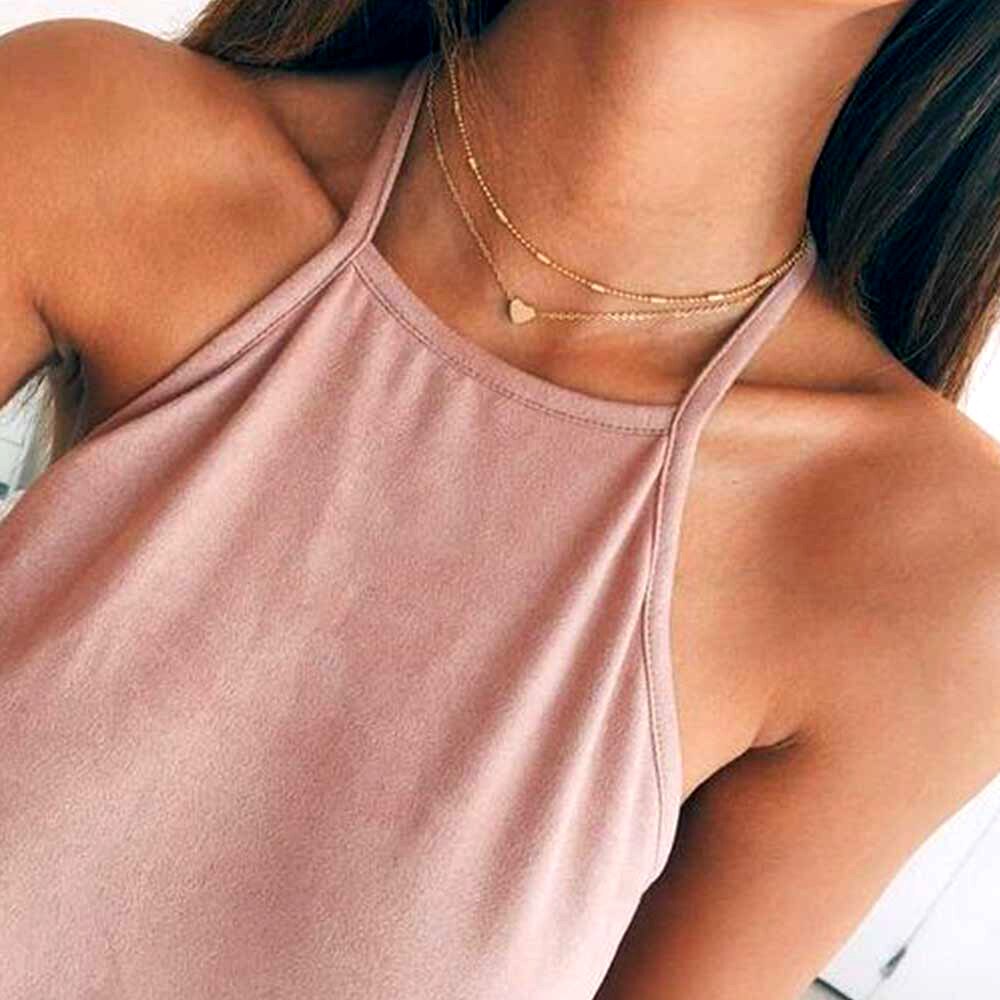 Collana a più strati del girocollo della catena a più strati del nuovo stile adorabile 2 strati di amore cuore collana regolabile per il regalo 2 pz/impostato