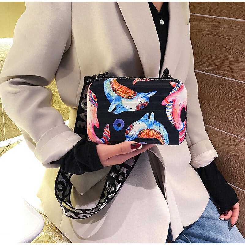 Personality Shoulder Clutch Mini Square Box Bag Cartoon Color Lovely Crossbody Bags Women Handbag Soft