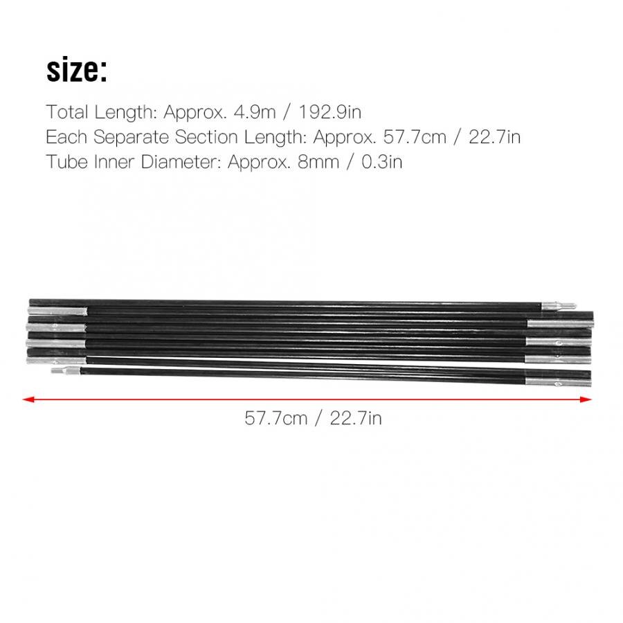 4.9M sbarra di palo per tende da campeggio in vetroresina ad alta resistenza aste di supporto per esterni kit di telai per tende da campeggio accessori per tende da campeggio