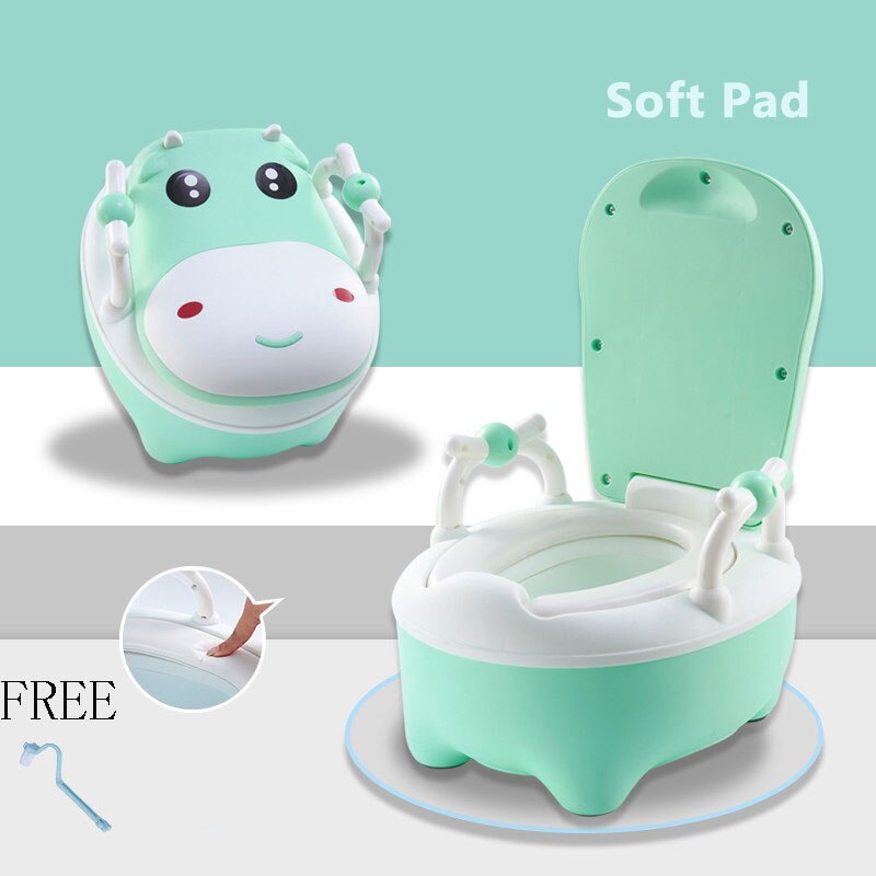 Baby Potje Wc Kinderen Training Pot Toiletbril Kids Cartoon Koe Potje Draagbare Kinderen Urinoir Comfortabele Rugleuning Potje: AL075 GREEN