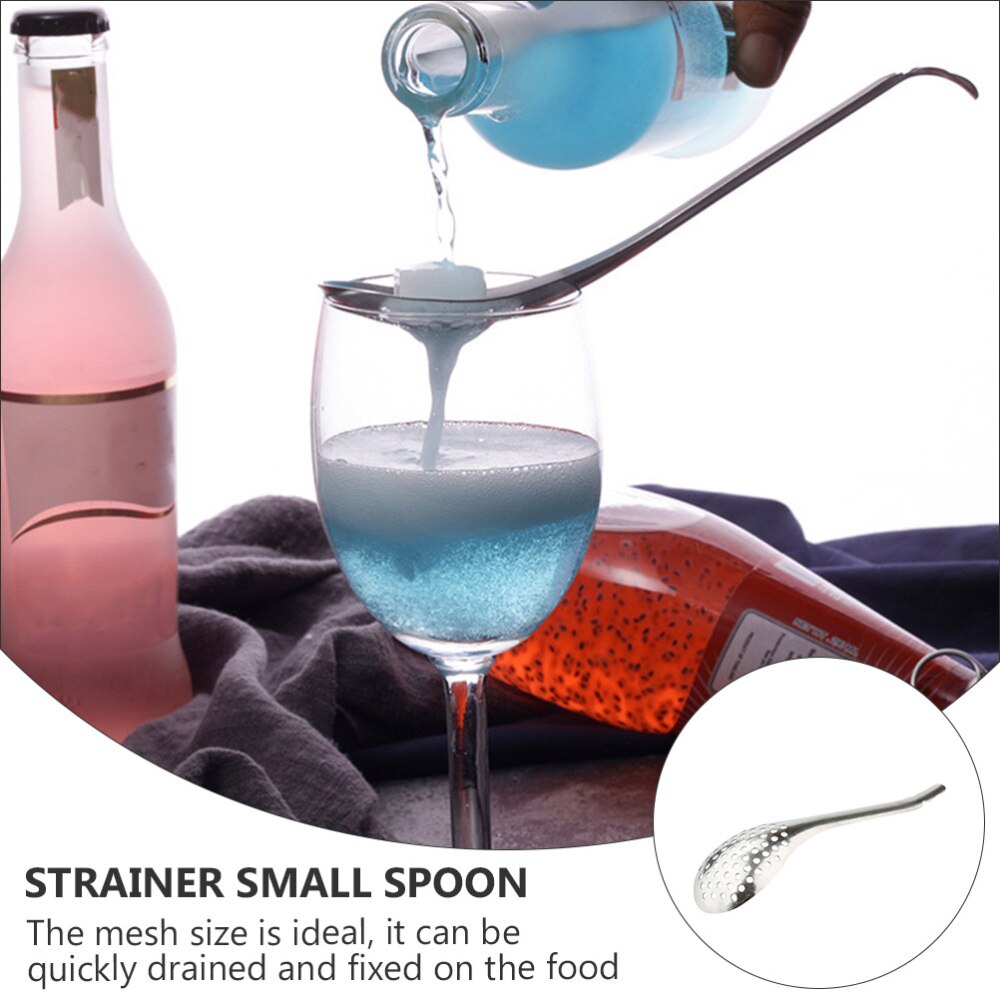 2pcs Household Small Cooking Colanders Stainless Steel Slotted Spoons Caviar Colander Spoons (Silver)