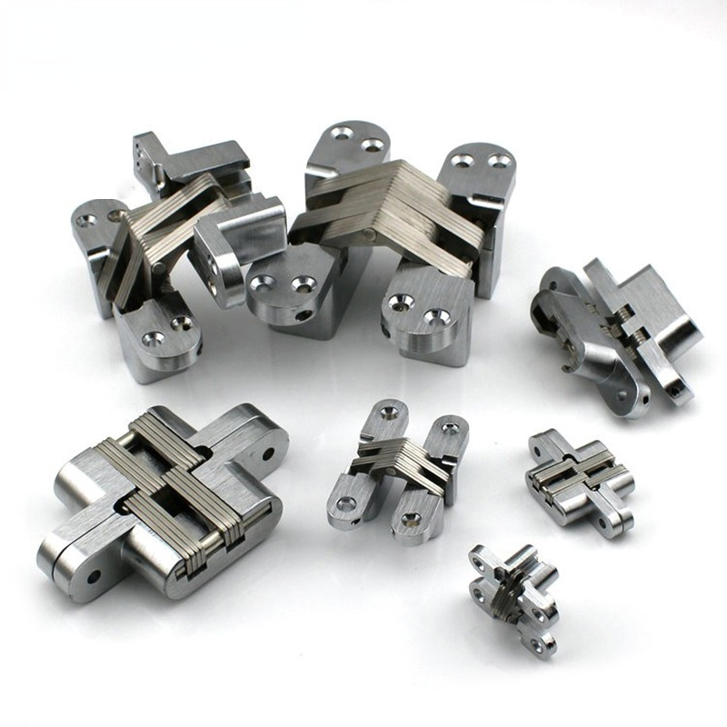 2PCS 304 Stainless Steel Hidden Hinges Seven Size Invisible Concealed Folding Door Hinge For Kitchen Furniture Hardware