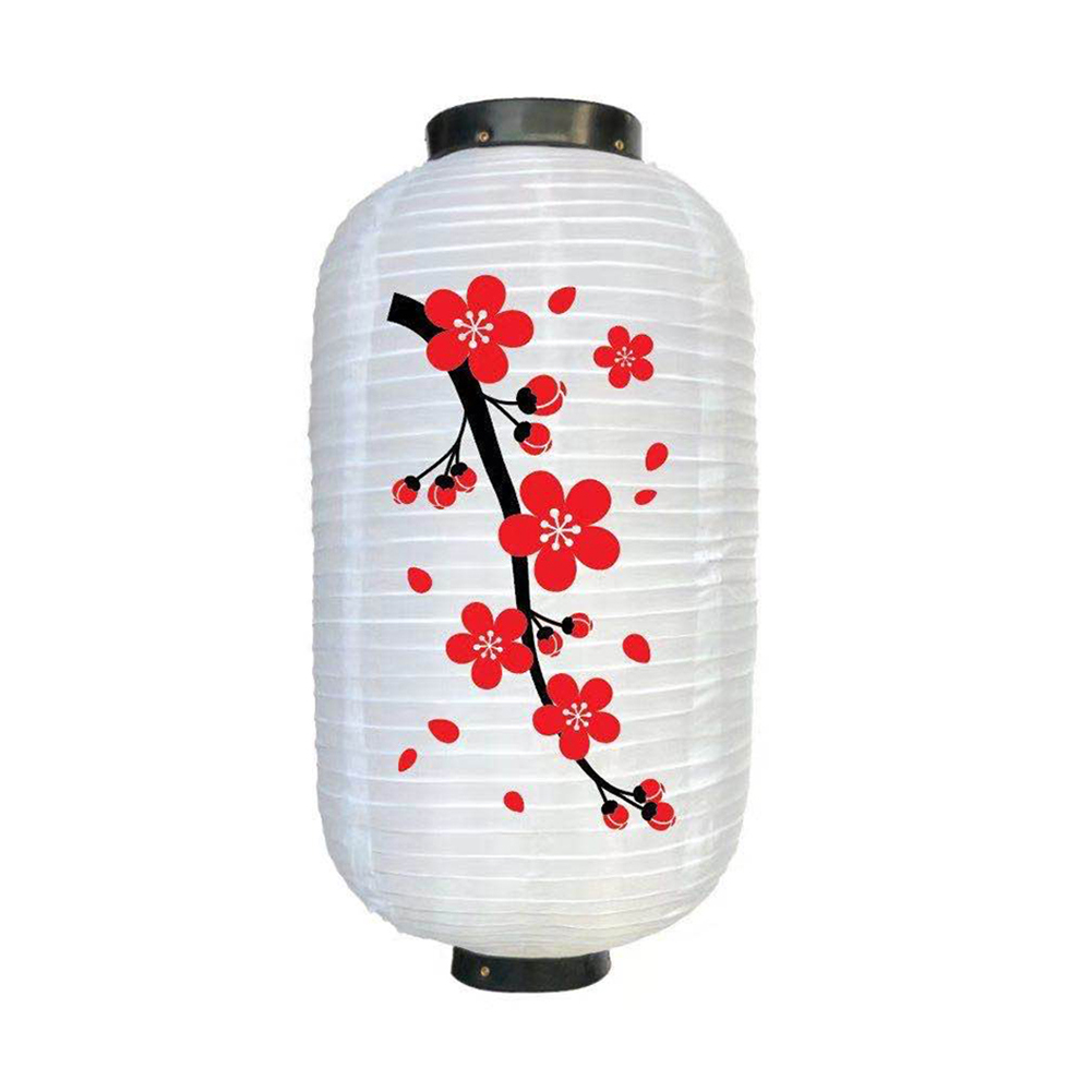2 st 25cm plommon japansk lykta blomma hängande lykta lampa kinesisk orientalisk långformad tyg lampion kök restaurang inredning
