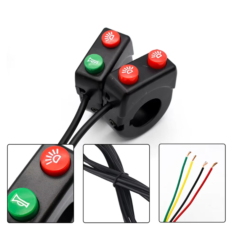 Motorcykel 22mm- handtag tuta blinkers kontrollbrytare tvåfunktionskombinationsbrytare motorcykeltrimning delar