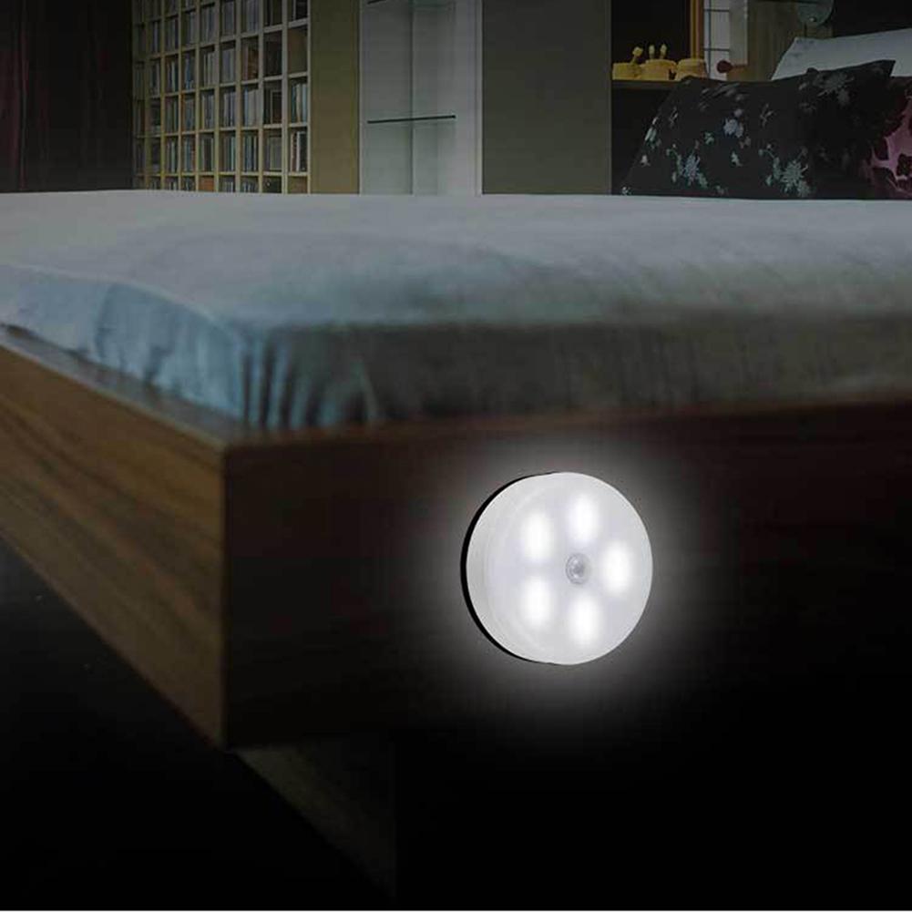 Round LED Night Lamp Plastic Adhesive Human Body Induction Sensor Baby Room Bedroom Home Corridor Emergency White Light